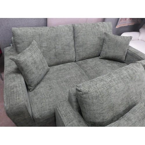 1448 - A Shada Hopsack green pair of two and three seater sofas RRP £1798