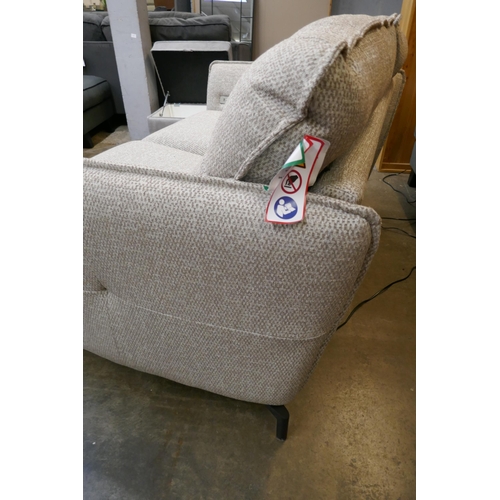 1490 - An oatmeal upholstered electric reclining two seater sofa