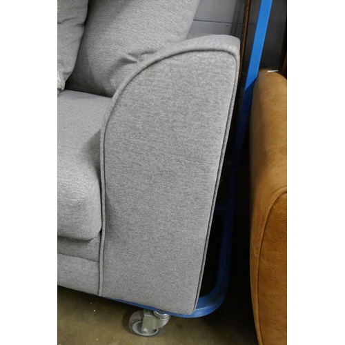 1505 - A pair of grey upholstered three seater sofas