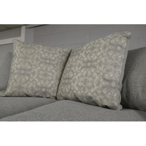 1505 - A pair of grey upholstered three seater sofas