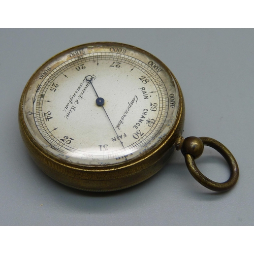 1011 - A verge pocket watch movement, (missing dial), and a pocket barometer