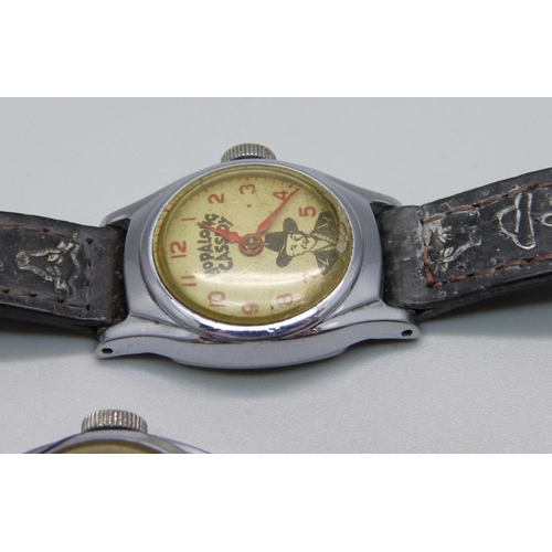 1028 - Two vintage Timex wristwatches, Hopalong Cassidy with original belt buckle strap and Cinderella,