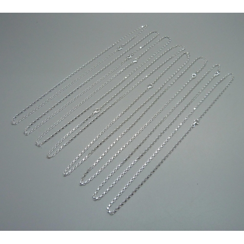 1029 - Eight silver belcher chains, (18''/44cm)