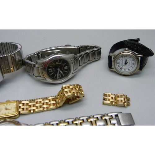 1041 - 9ct gold earrings, 1g, watches, etc.