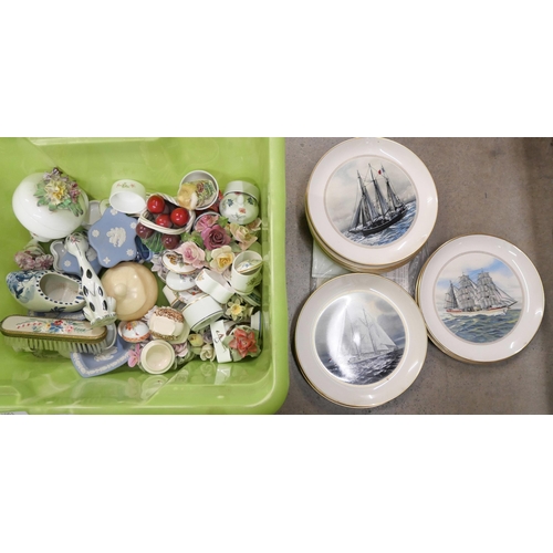 1051 - A set of twelve Gorch Fock West German tall ship plates with paperwork and decorative china includin... 