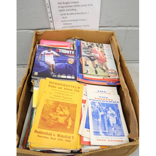 1067 - 460 Rugby League programmes, 1940s (1) to 2000s, mainly 1960s and 1970s including 140 Bradford North... 