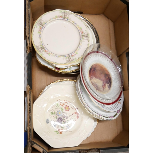 1091 - Five boxes of mixed teawares, dinner wares, collectors plates, cabinet plates, etc. **PLEASE NOTE TH... 