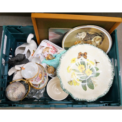 1095 - A terrestrial globe and five boxes of assorted china **PLEASE NOTE THIS LOT IS NOT ELIGIBLE FOR POST... 