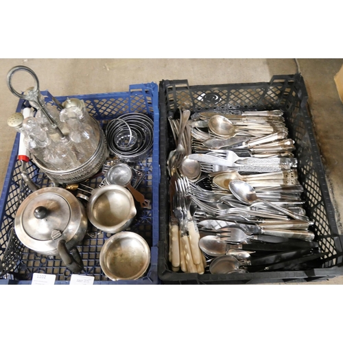 1102 - A collection of flatware, a cruet and a plated tea service **PLEASE NOTE THIS LOT IS NOT ELIGIBLE FO... 