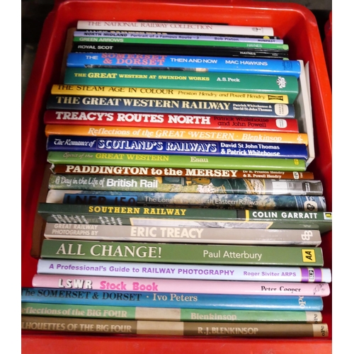 1104 - A collection of railway books, (100 in 3 boxes) **PLEASE NOTE THIS LOT IS NOT ELIGIBLE FOR POSTING A... 