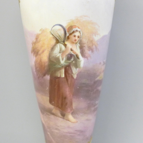 613 - A Doulton Burslem vase, signed S Wilson, 29cm, light scratches overall