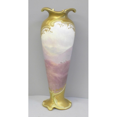 613 - A Doulton Burslem vase, signed S Wilson, 29cm, light scratches overall