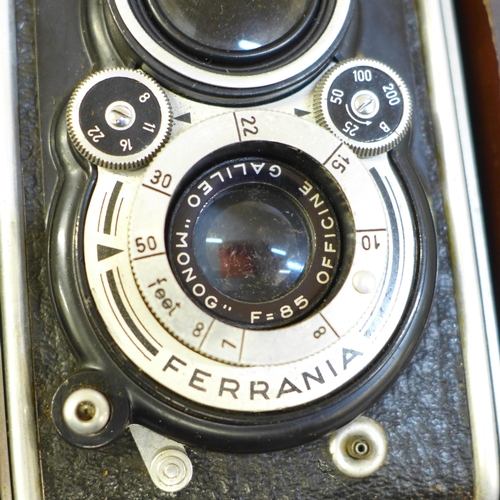 621 - A Ferrania TLR camera, cased