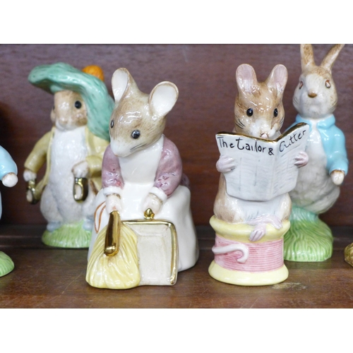 632 - A collection of ten Beswick Beatrix Potter figures, limited edition of 1947, all with gold marks, tw... 