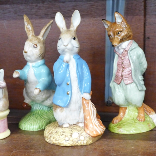 632 - A collection of ten Beswick Beatrix Potter figures, limited edition of 1947, all with gold marks, tw... 