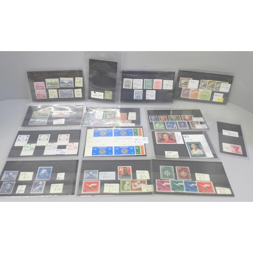 633 - Stamps; better stamps and sets on 18 stock cards, all identified and catalogued at over £1500