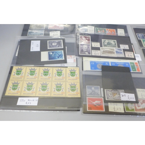 633 - Stamps; better stamps and sets on 18 stock cards, all identified and catalogued at over £1500