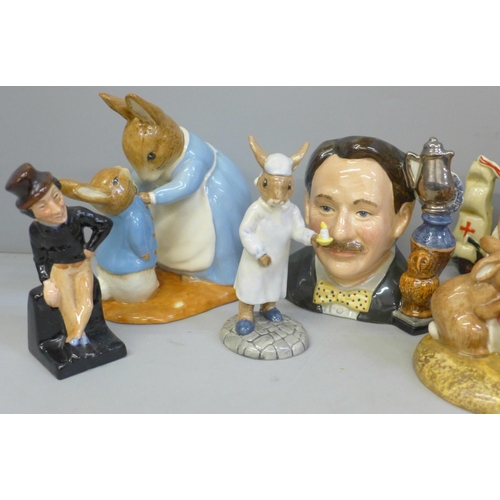 659 - Two Beswick Beatrix Potter figures, limited edition of 2000 and 2500, one other Beswick figure group... 