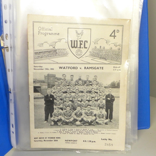 674 - Football memorabilia; football programmes from the 1950s, including England v Wales at Villa Park (2... 