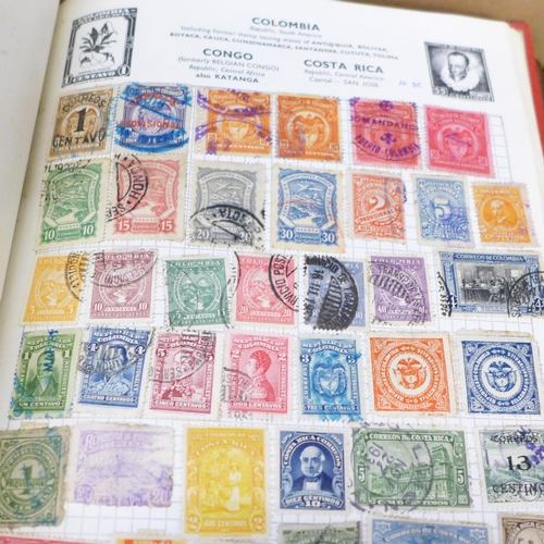 676 - Stamps; a box of stamp and cover albums, etc.