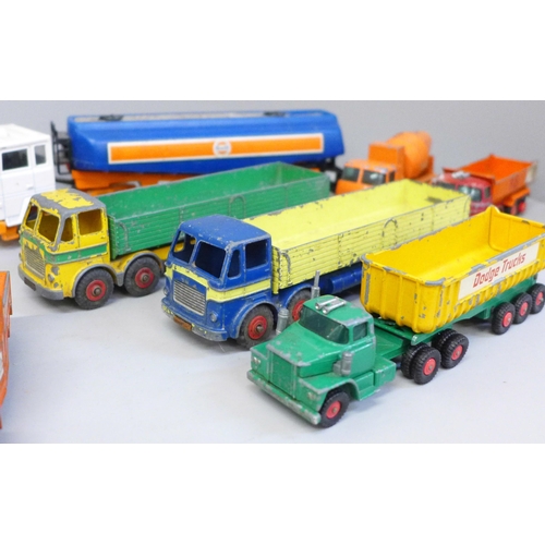 687 - Die-cast model vehicles including two Dinky Leyland Octopus, Corgi Ford Truck and NZG JCB