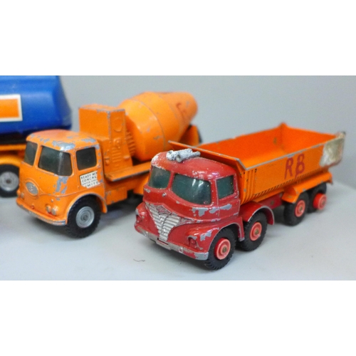 687 - Die-cast model vehicles including two Dinky Leyland Octopus, Corgi Ford Truck and NZG JCB