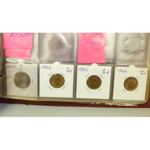 689 - A folder of British coins and a tray of US and other foreign coins