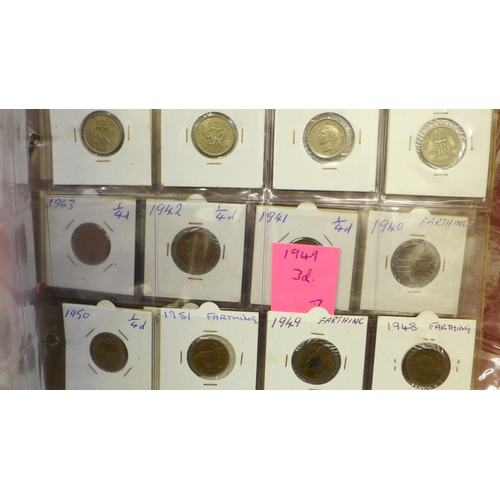 689 - A folder of British coins and a tray of US and other foreign coins