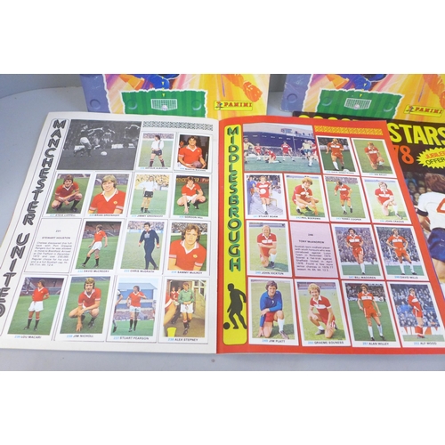 690 - Two 1977-78 Soccer Star sticker albums and two Panini 89 albums