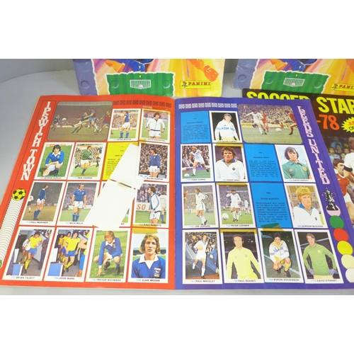 690 - Two 1977-78 Soccer Star sticker albums and two Panini 89 albums