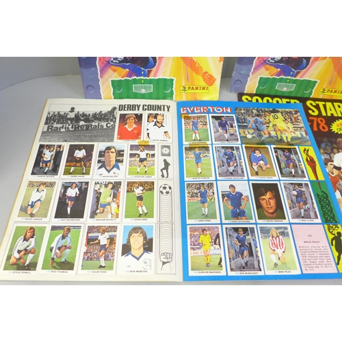 690 - Two 1977-78 Soccer Star sticker albums and two Panini 89 albums