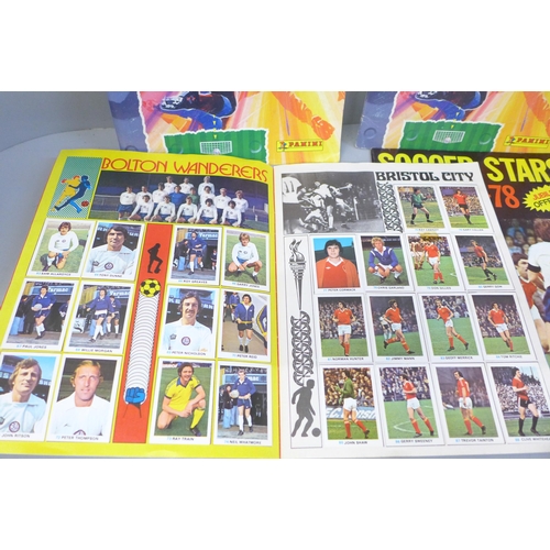 690 - Two 1977-78 Soccer Star sticker albums and two Panini 89 albums