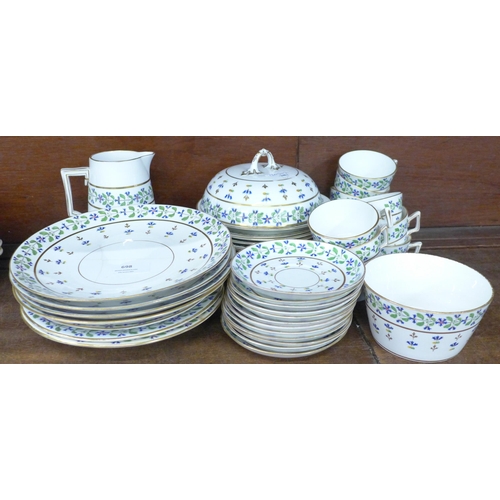 698 - An Edwardian part tea set, with muffin dish, retailed by Mortlocks, Oxford Street, 43 pieces, some p... 