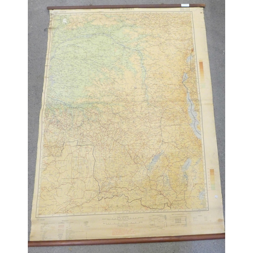 701 - A 1940s cloth map of the Congo Forest