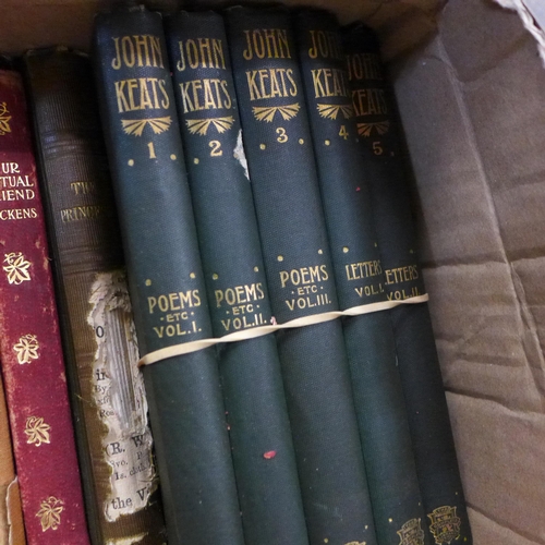 707 - A set of Keats Letters and Poems, five volumes, two volumes of Southey's Roderick, and other vintage... 