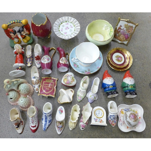 711 - A box of decorative china and ornaments including a Carlton Ware Crinoline Lady cruet, Royal Worcest... 