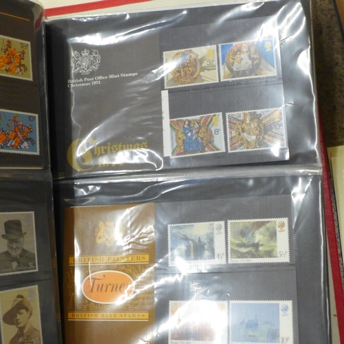 714 - Stamps; a large box of GB stamp albums, covers, presentation packs, etc.