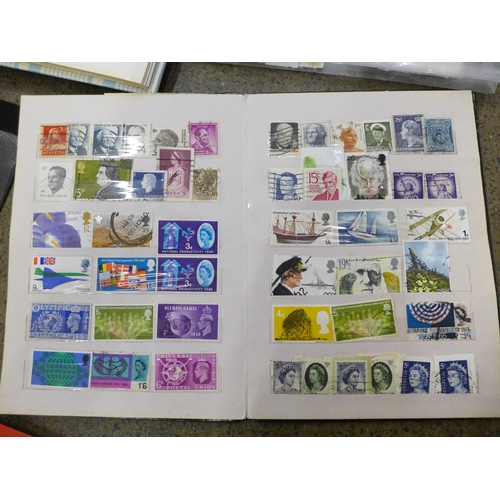 718 - A collection of stamps including two pages of penny reds sorted by plate bumber and loose (130 total... 