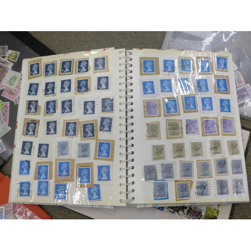 718 - A collection of stamps including two pages of penny reds sorted by plate bumber and loose (130 total... 