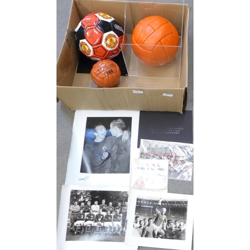 720 - An England World Cup Final replica small football, 1966 programme, photographs including one signed ... 