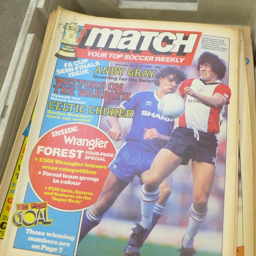 722 - 115 Copies of Match and Shoot football magazines, early 1980s