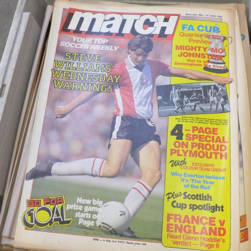 722 - 115 Copies of Match and Shoot football magazines, early 1980s