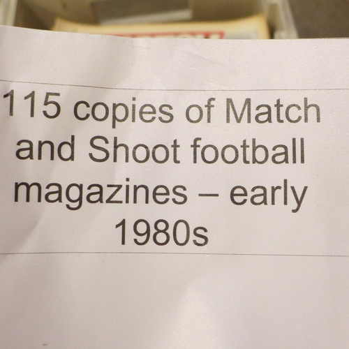 722 - 115 Copies of Match and Shoot football magazines, early 1980s