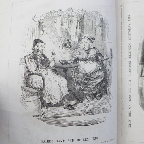 737 - A leather bound volume, Early Pencilllings from Punch, by John Leech, 1864