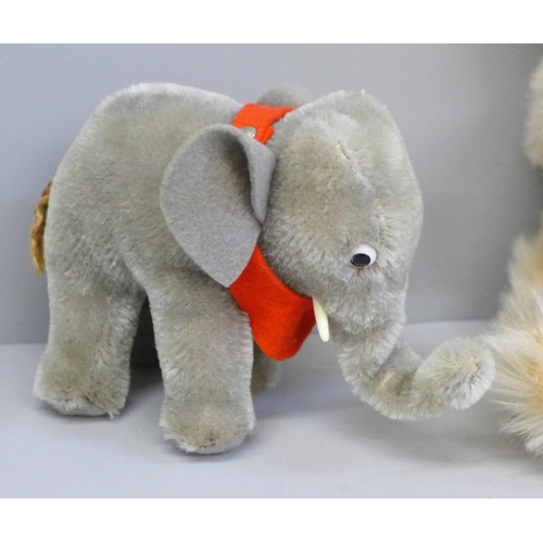 738 - Three Steiff animals; Petsy Soft, Fuchs and a small elephant