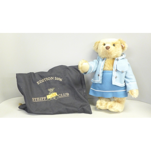 757 - A Steiff limited edition 'Bagi' lady Teddy bear, plus bag/certificate, 33cm, gold plated button in e... 