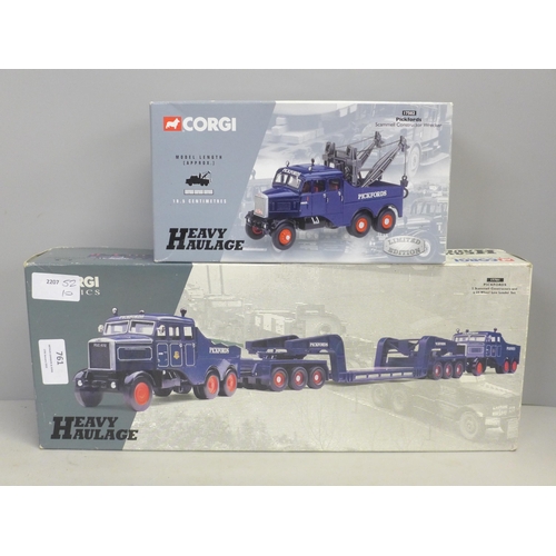 761 - Two Corgi Heavy Haulage models, 17502 Pickfords and 17701 Pickfords, boxed