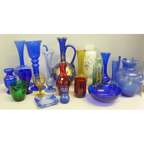 773 - A collection of glassware including Victorian, Bristol Blue, etc. (20)