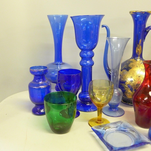 773 - A collection of glassware including Victorian, Bristol Blue, etc. (20)