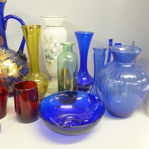 773 - A collection of glassware including Victorian, Bristol Blue, etc. (20)